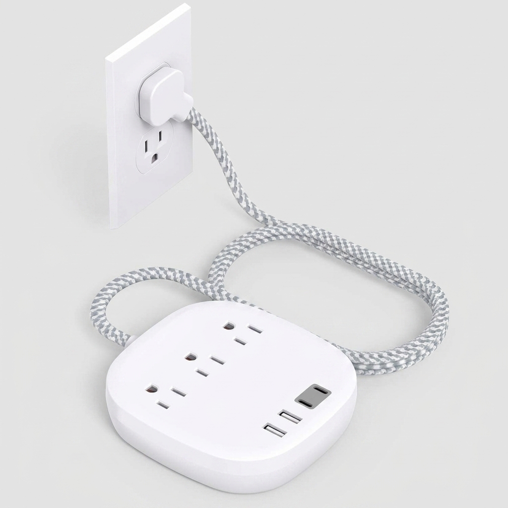 Flat-Plug Travel Power Strip